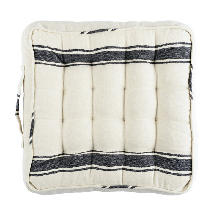 Mind The Gap Pillows HAJDU STRIPE Linen Chair Cushion (AC00020) | AC00020 | TRANSYLVANIAN ROOTS | 15,75 x 15,7 x 3,5 in | Black, White | Fabric Carolina | https://www.fabriccarolina.com/