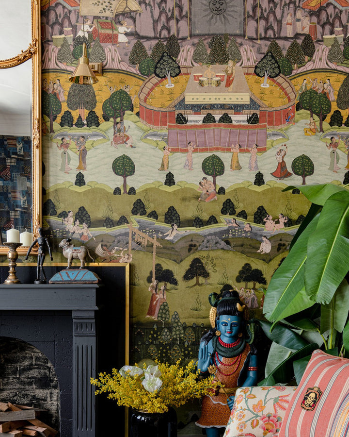 Peace And Music Wallpaper by Mind the Gap Designer Wallpaper WOODSTOCK '69 LIFESTYLE COLLECTION Satin Matte Made in Europe Paste the wall 3 rolls x 20.5 x 3.25 yards - Swanky Fabrics -