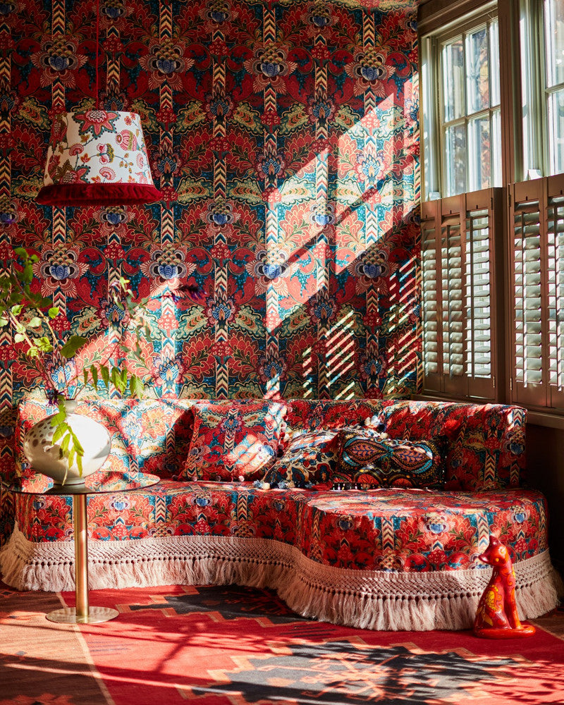 Psychedelia Wallpaper by Mind the Gap Designer Wallpaper WOODSTOCK '69 LIFESTYLE COLLECTION Satin Matte Made in Europe Paste the wall 3 rolls x 20.5 x 3.25 yards - Swanky Fabrics -