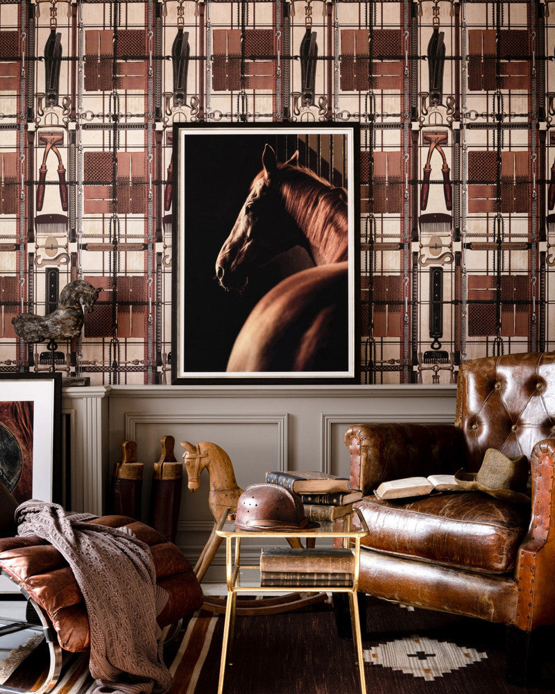 Harnessmaker'S Atelier Wallpaper by Mind the Gap Designer Wallpaper THE WALLPAPER COMPENDIUM 2 Satin Matte Made in Europe Paste the wall 3 rolls x 20.5 x 3.25 yards - Swanky Fabrics -