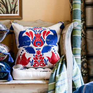 Mind The Gap Pillows FOLK EMBROIDERY Linen Embroidered Cushion (LC40080)