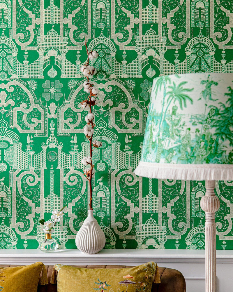 Emperor’S Labyrinth Greenlake Wallpaper by Mind the Gap Designer Wallpaper THE WALLPAPER COMPENDIUM 2 Satin Matte Made in Europe Paste the wall 3 rolls x 20.5 x 3.25 yards - Swanky Fabrics -