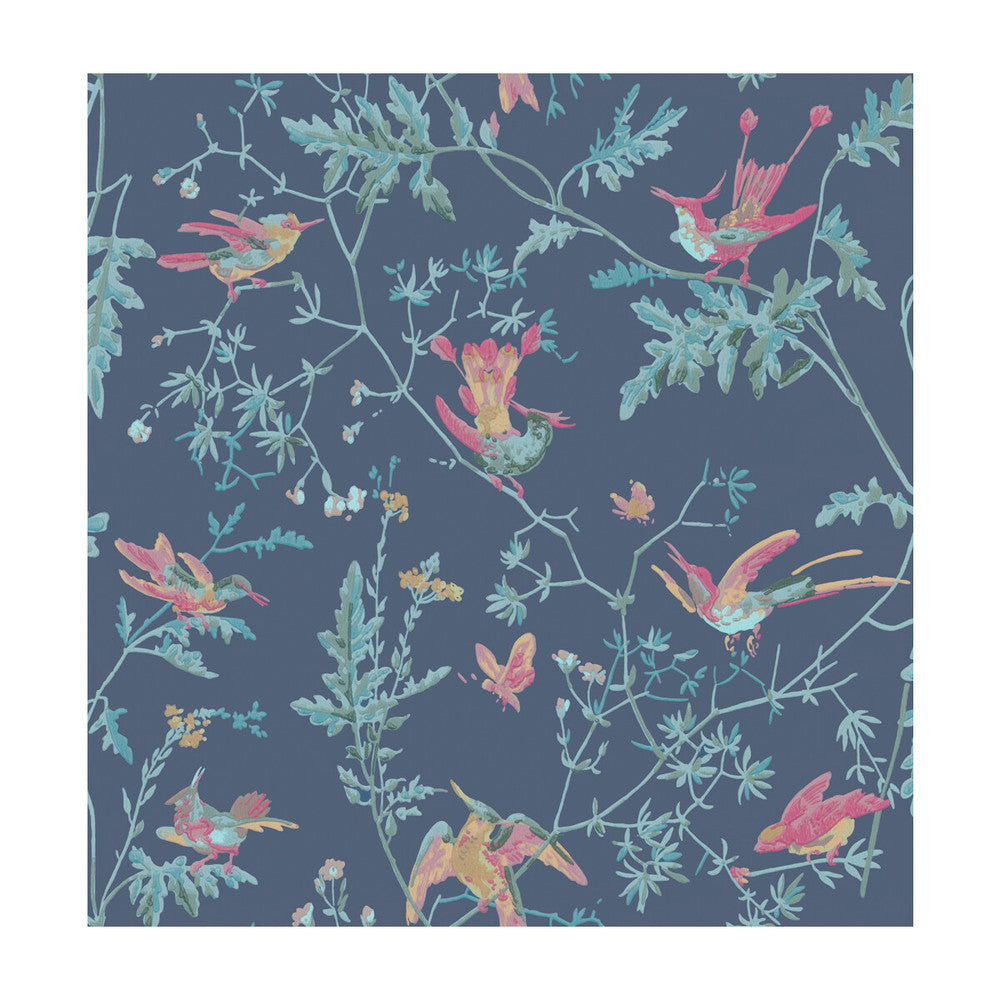 Hummingbirds Indigo Multi-Colour by Cole & Son Designer Wallcovering COLE & SON ARCHIVE ANTHOLOGY PAPER - 100% United Kingdom - Horizontal: - and Vertical: 21.1 20.5 - Swanky Fabrics -