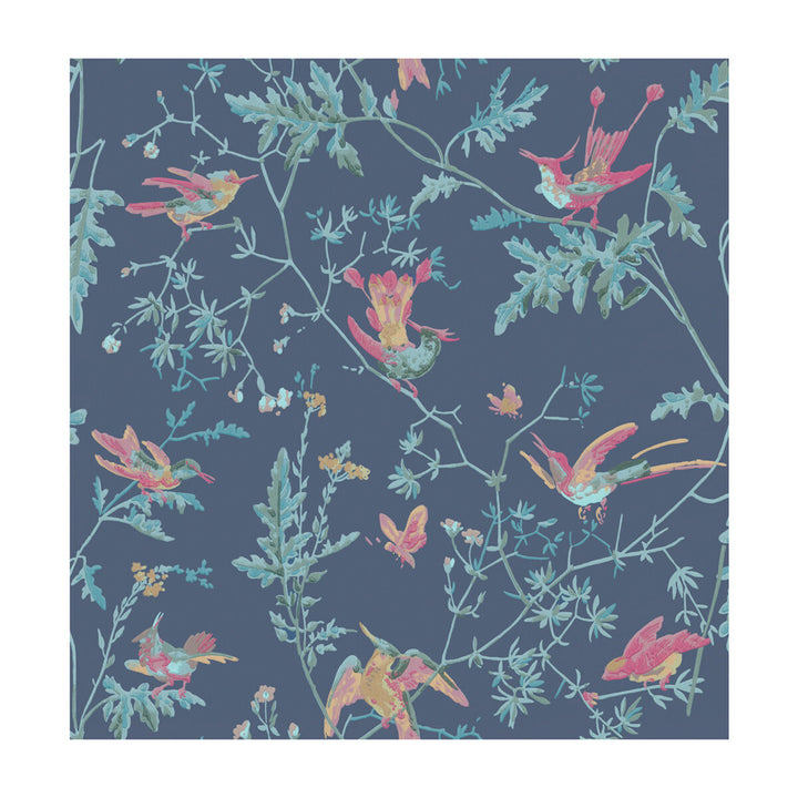 Hummingbirds Indigo Multi-Colour by Cole & Son Designer Wallcovering COLE & SON ARCHIVE ANTHOLOGY PAPER - 100% United Kingdom - Horizontal: - and Vertical: 21.1 20.5 - Swanky Fabrics -