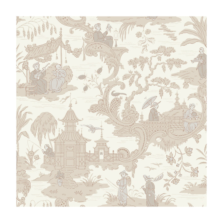 Chinese Toile Neutral by Cole & Son Designer Wallcovering COLE & SON ARCHIVE ANTHOLOGY PAPER - 100% United Kingdom Horizontal: and Vertical: 21 20.5 - Swanky Fabrics -