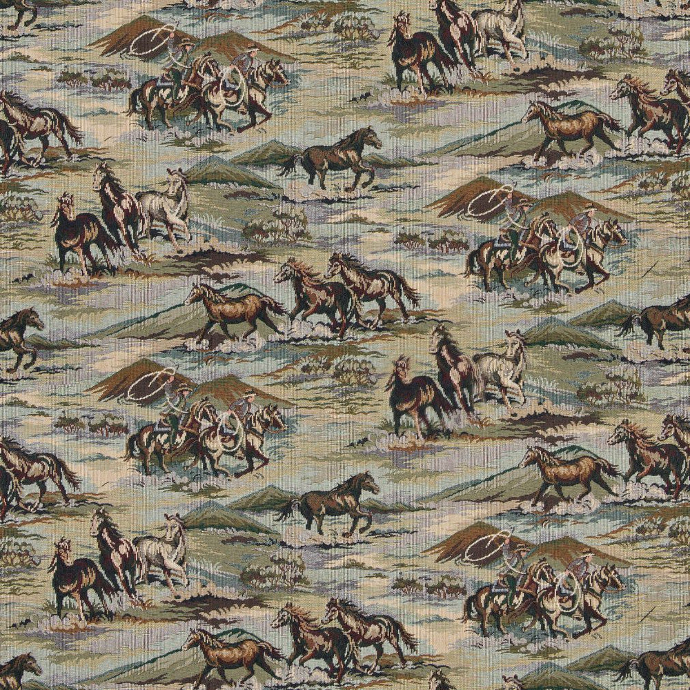 1020 Wrangler by Charlotte Designer Fabric Themes of Tapestry II 53% Cotton, 47% Polyester Canada Exceeds 100,000 Wyzenbeek Rubs (Heavy Duty) Horizontal: 27.5" x Vertical: 14" 54 Inches - Swanky Fabrics -