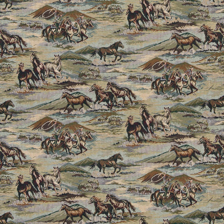 1020 Wrangler by Charlotte Designer Fabric Themes of Tapestry II 53% Cotton, 47% Polyester Canada Exceeds 100,000 Wyzenbeek Rubs (Heavy Duty) Horizontal: 27.5" x Vertical: 14" 54 Inches - Swanky Fabrics -