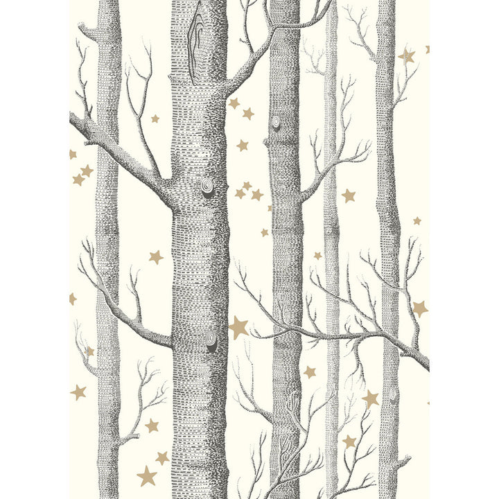 Woods & Stars Black &White by Cole & Son Designer Wallcovering COLE & SON WHIMSICAL PAPER - 100% United Kingdom Horizontal: and Vertical: 28.3 20.5 - Swanky Fabrics -