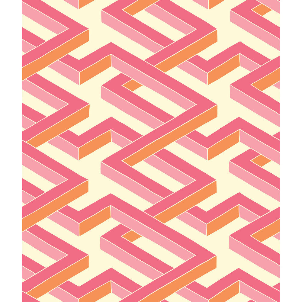 Luxor Pink by Cole & Son Designer Wallcovering COLE & SON GEOMETRIC II PAPER - 100% United Kingdom - Horizontal: - and Vertical: 12 20.5 - Swanky Fabrics -