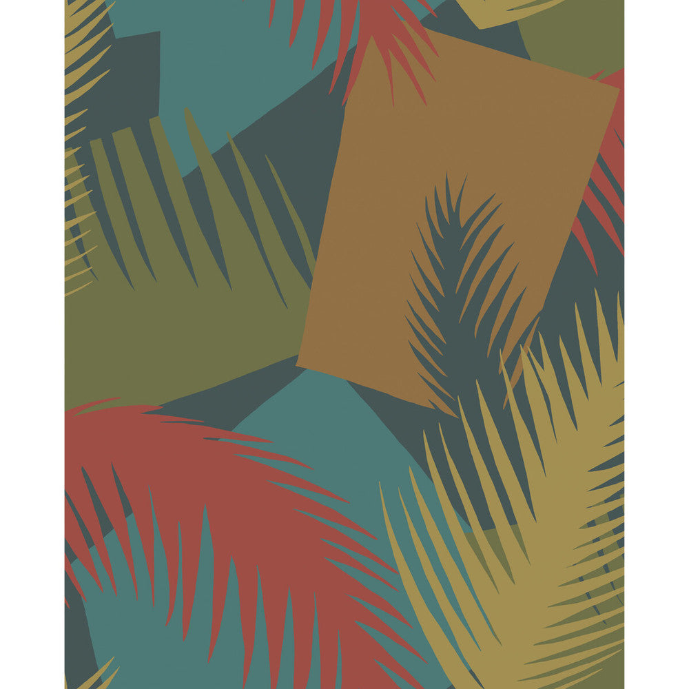 Deco Palm Red And Blue by Cole & Son Designer Wallcovering COLE & SON GEOMETRIC II PAPER - 100% United Kingdom - Horizontal: - and Vertical: 25.2 20.5 - Swanky Fabrics -