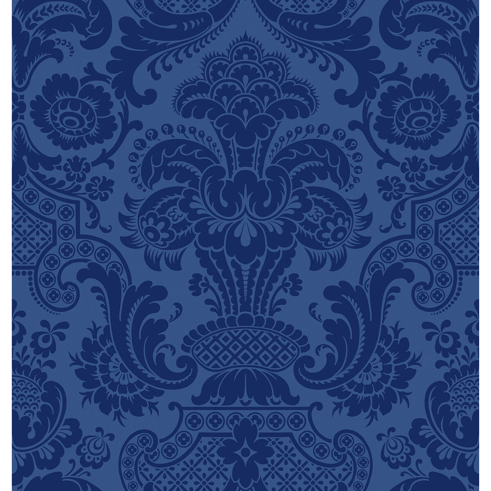 Petrouchka Blue by Cole & Son Designer Wallcovering COLE & SON MARIINSKY DAMASK PAPER - 100% United Kingdom - Horizontal: - and Vertical: 28.25 27 - Swanky Fabrics -