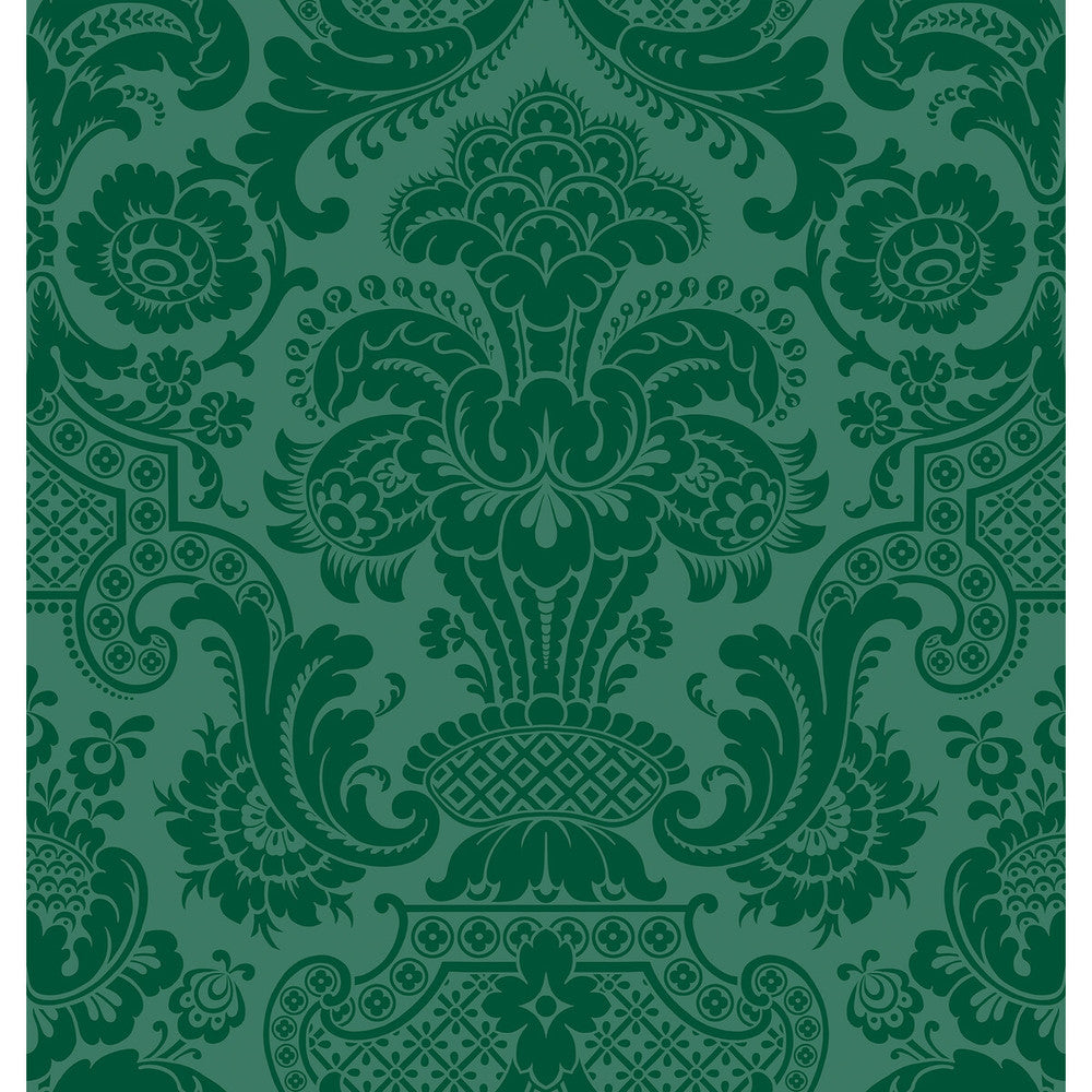 Petrouchka Green by Cole & Son Designer Wallcovering COLE & SON MARIINSKY DAMASK PAPER - 100% United Kingdom Horizontal: and Vertical: 28.25 27 - Swanky Fabrics -