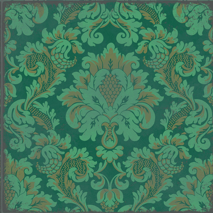 Stravinsky Green by Cole & Son Designer Wallcovering COLE & SON MARIINSKY DAMASK PAPER - 100% United Kingdom - Horizontal: - and Vertical: 20.5 20.5 - Swanky Fabrics -