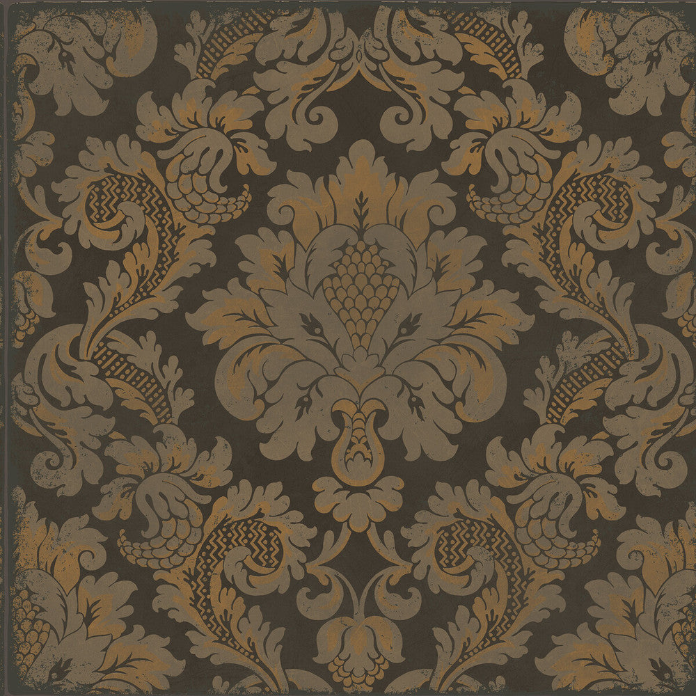 Stravinsky Charcoal & Bronze by Cole & Son Designer Wallcovering COLE & SON MARIINSKY DAMASK PAPER - 100% United Kingdom Horizontal: and Vertical: 20.5 20.5 - Swanky Fabrics -