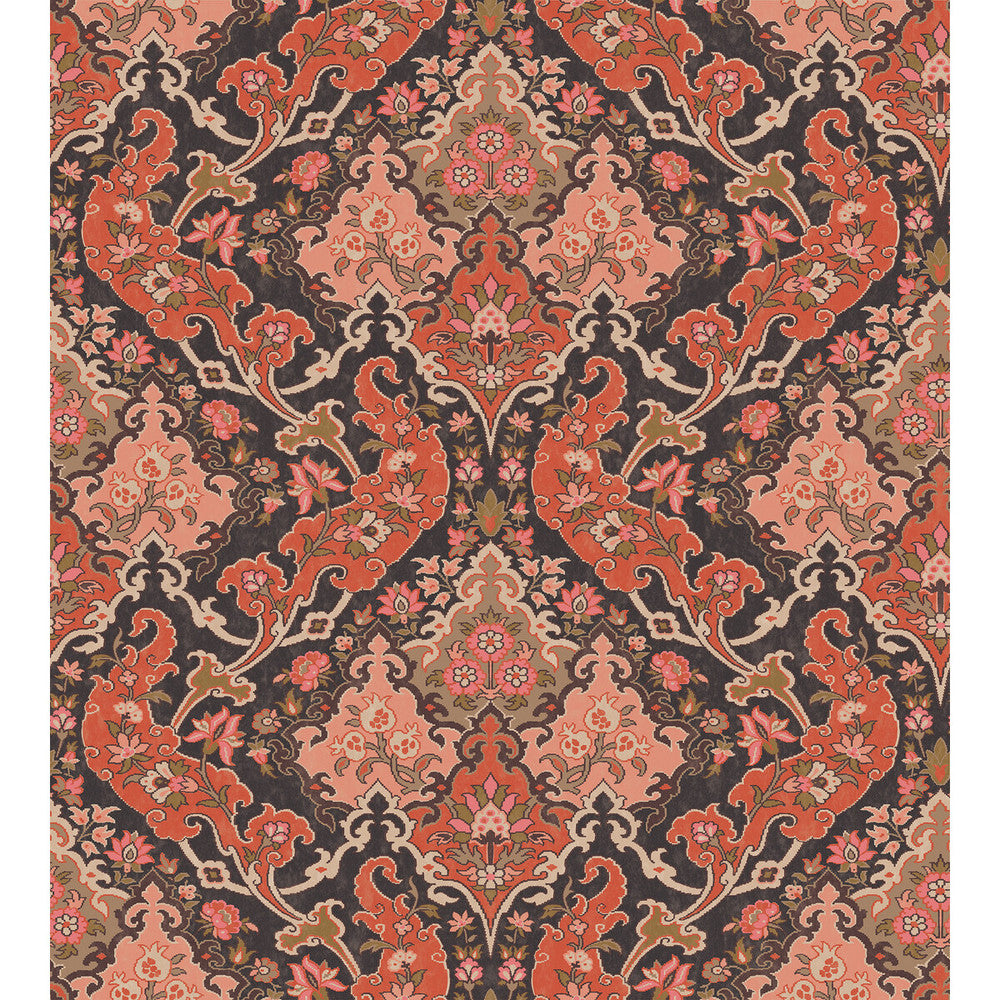 Pushkin Coral by Cole & Son Designer Wallcovering COLE & SON MARIINSKY DAMASK PAPER - 100% United Kingdom Horizontal: and Vertical: 15 27 - Swanky Fabrics -
