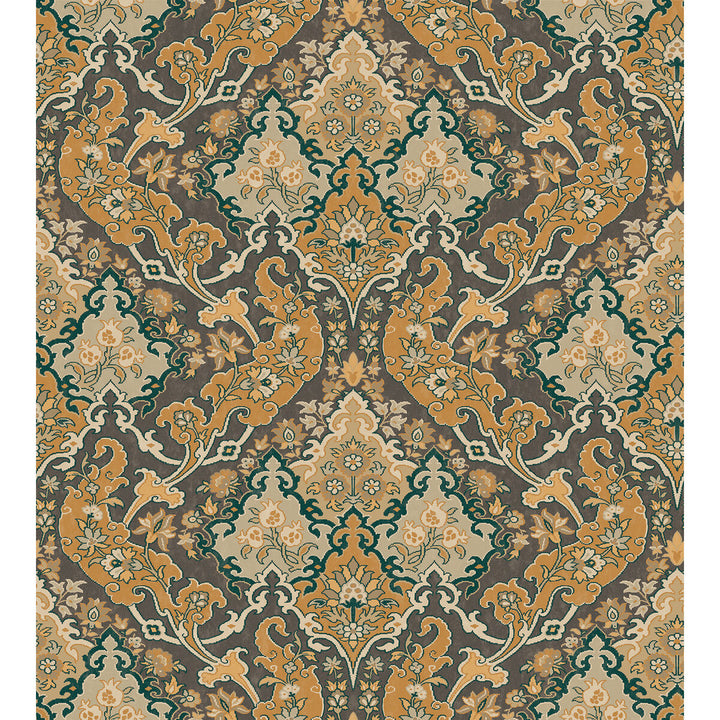 Pushkin Ginger & Charcaol by Cole & Son Designer Wallcovering COLE & SON MARIINSKY DAMASK PAPER - 100% United Kingdom - Horizontal: - and Vertical: 15 27 - Swanky Fabrics -