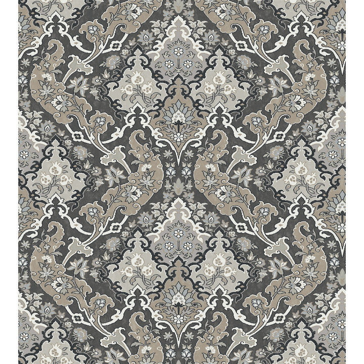 Pushkin Charcoal by Cole & Son Designer Wallcovering COLE & SON MARIINSKY DAMASK PAPER - 100% United Kingdom - Horizontal: - and Vertical: 15 27 - Swanky Fabrics -