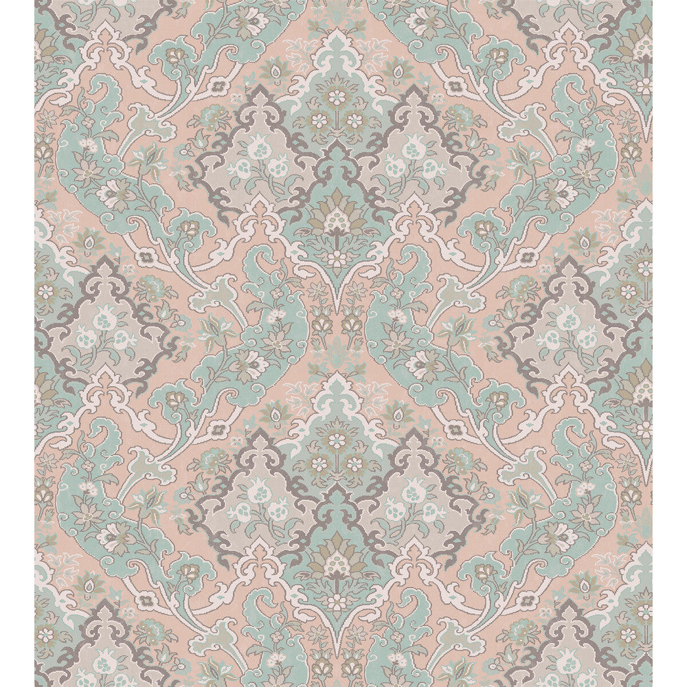 Pushkin Pastel Multi by Cole & Son Designer Wallcovering COLE & SON MARIINSKY DAMASK PAPER - 100% United Kingdom Horizontal: and Vertical: 15 27 - Swanky Fabrics -