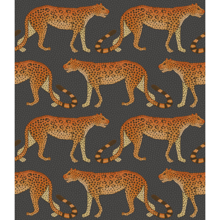 Leopard Walk Charcoal & Orange by Cole & Son Designer Wallcovering COLE & SON ARDMORE PAPER - 100% United Kingdom - Horizontal: - and Vertical: 12 20.5 - Swanky Fabrics -
