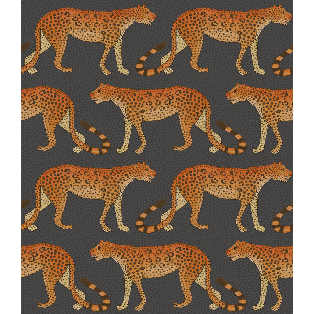 Leopard Walk Charcoal & Orange by Cole & Son Designer Wallcovering COLE & SON ARDMORE PAPER - 100% United Kingdom Horizontal: and Vertical: 12 20.5 - Swanky Fabrics -