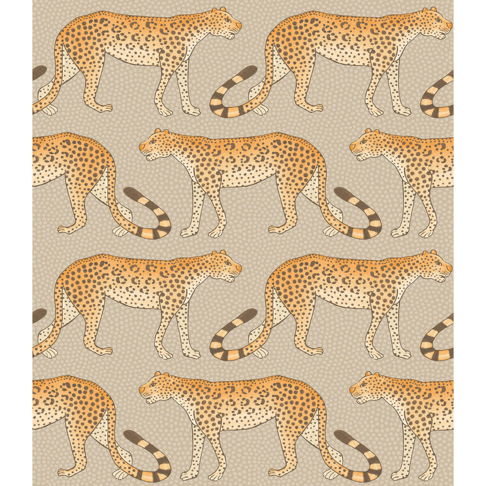 Leopard Walk Stone & Orange by Cole & Son Designer Wallcovering COLE & SON ARDMORE PAPER - 100% United Kingdom Horizontal: and Vertical: 12 20.5 - Swanky Fabrics -