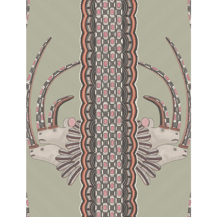 Jabu Olive & Pink by Cole & Son Designer Wallcovering COLE & SON ARDMORE PAPER - 100% United Kingdom Horizontal: and Vertical: 27 20.5 - Swanky Fabrics -