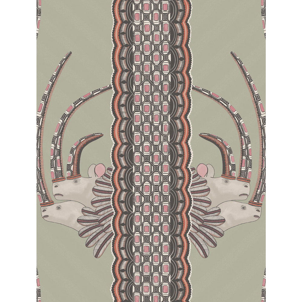 Jabu Olive & Pink by Cole & Son Designer Wallcovering COLE & SON ARDMORE PAPER - 100% United Kingdom Horizontal: and Vertical: 27 20.5 - Swanky Fabrics -