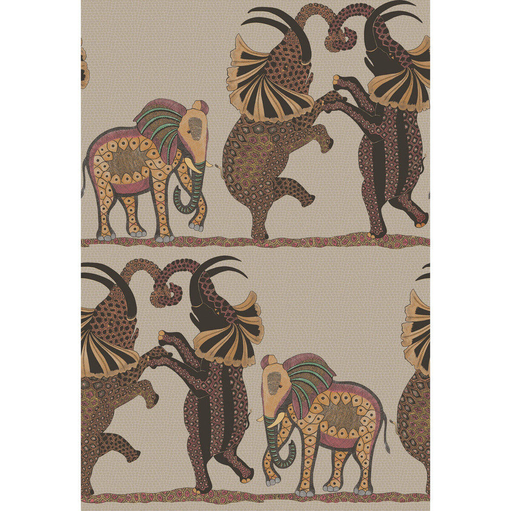 Safari Dance Red & Linen by Cole & Son Designer Wallcovering COLE & SON ARDMORE PAPER - 100% United Kingdom - Horizontal: - and Vertical: 30 20.5 - Swanky Fabrics -