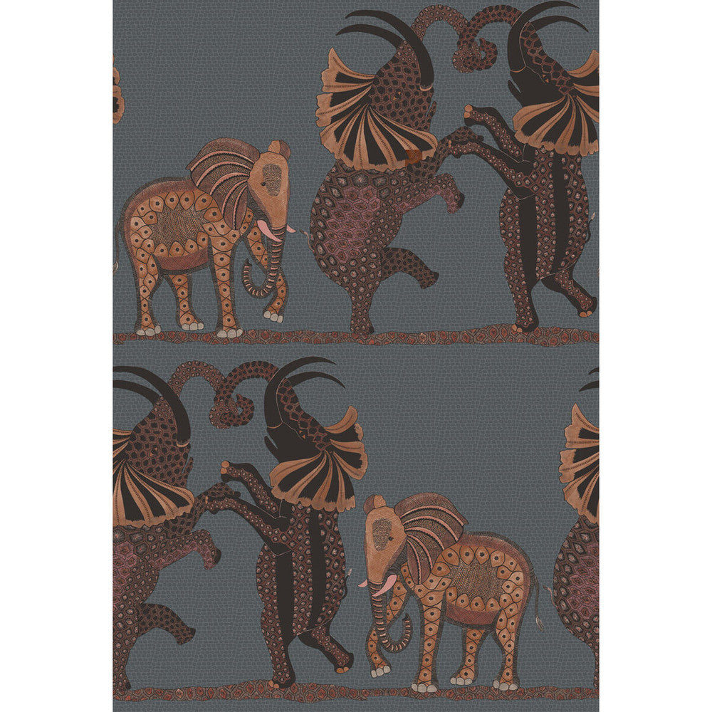 Safari Dance Charcoal & Reds by Cole & Son Designer Wallcovering COLE & SON ARDMORE PAPER - 100% United Kingdom - Horizontal: - and Vertical: 30 20.5 - Swanky Fabrics -