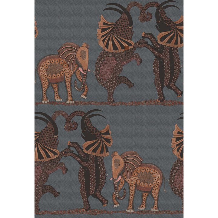 Safari Dance Charcoal & Reds by Cole & Son Designer Wallcovering COLE & SON ARDMORE PAPER - 100% United Kingdom - Horizontal: - and Vertical: 30 20.5 - Swanky Fabrics -