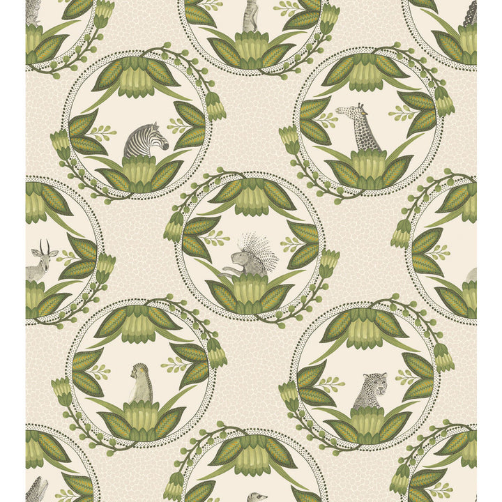 Ardmore Cameos Stone & Green by Cole & Son Designer Wallcovering COLE & SON ARDMORE PAPER - 100% United Kingdom Horizontal: and Vertical: 30 27 - Swanky Fabrics -