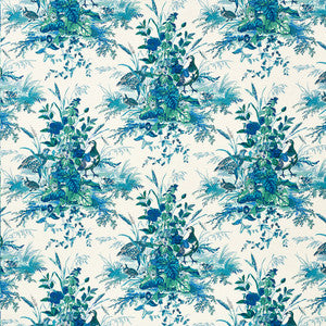 Quail Meadow Peacock 1106044 by Schumacher Designer Fabric