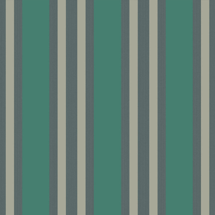Polo Stripe Teal/Gilver by Cole & Son Designer Wallcovering COLE & SON MARQUEE STRIPES PAPER - 100% United Kingdom - Horizontal: 20.5 and Vertical: 0 20.5 - Swanky Fabrics -