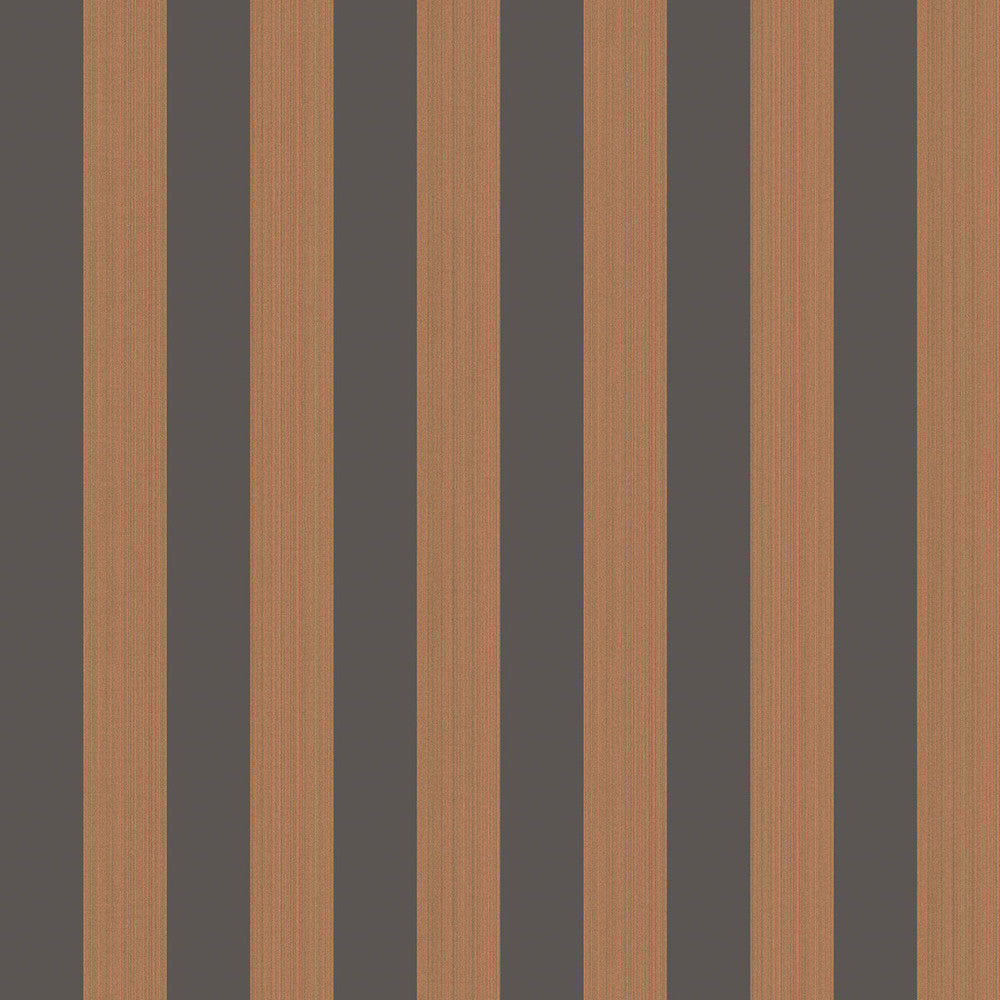 Regatta Stripe Tan + Black by Cole & Son Designer Wallcovering COLE & SON MARQUEE STRIPES PAPER - 100% United Kingdom Horizontal: 20.5 and Vertical: 0 20.5 - Swanky Fabrics -