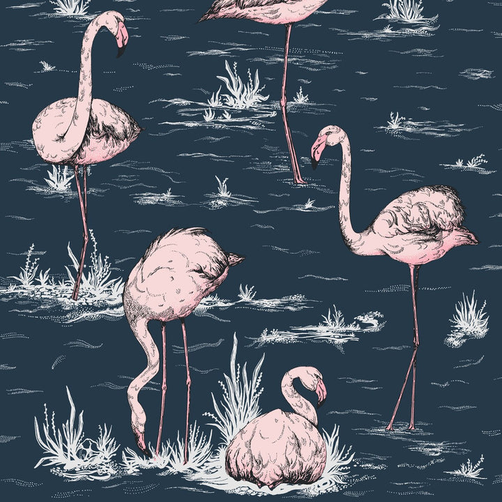 Flamingos Ink/Plaster Pink by Cole & Son Designer Wallcovering COLE & SON ICONS PAPER - 100% United Kingdom - Horizontal: - and Vertical: 27.5 21 - Swanky Fabrics -