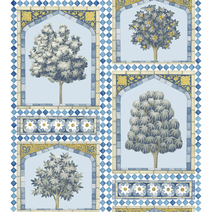 Sultan'S Palace China Blue & Ochre by Cole & Son Designer Wallcovering COLE & SON MARTYN LAWRENCE BULLARD PAPER - 100% United Kingdom - Horizontal: - and Vertical: 30 27 - Swanky Fabrics -