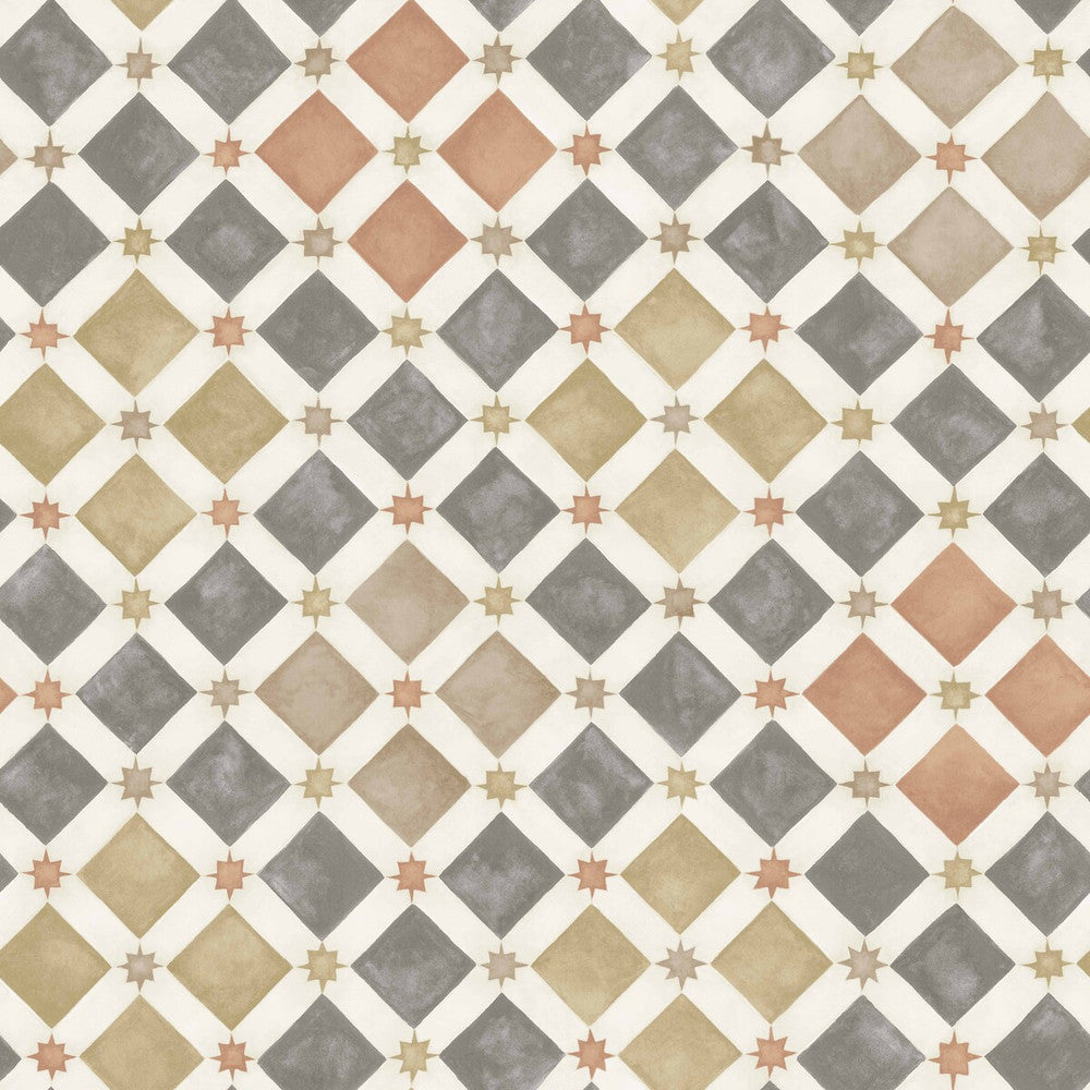 Zellige Spice & Charcoal by Cole & Son Designer Wallcovering COLE & SON MARTYN LAWRENCE BULLARD PAPER - 100% United Kingdom - Horizontal: - and Vertical: 20.5 20.5 - Swanky Fabrics -