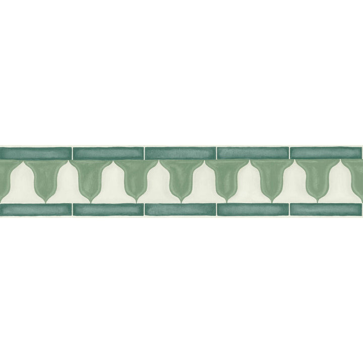 Zellige Border Olive by Cole & Son Designer Wallcovering COLE & SON MARTYN LAWRENCE BULLARD PAPER - 100% United Kingdom Horizontal: 20.5 and Vertical: 4.1 - Swanky Fabrics -