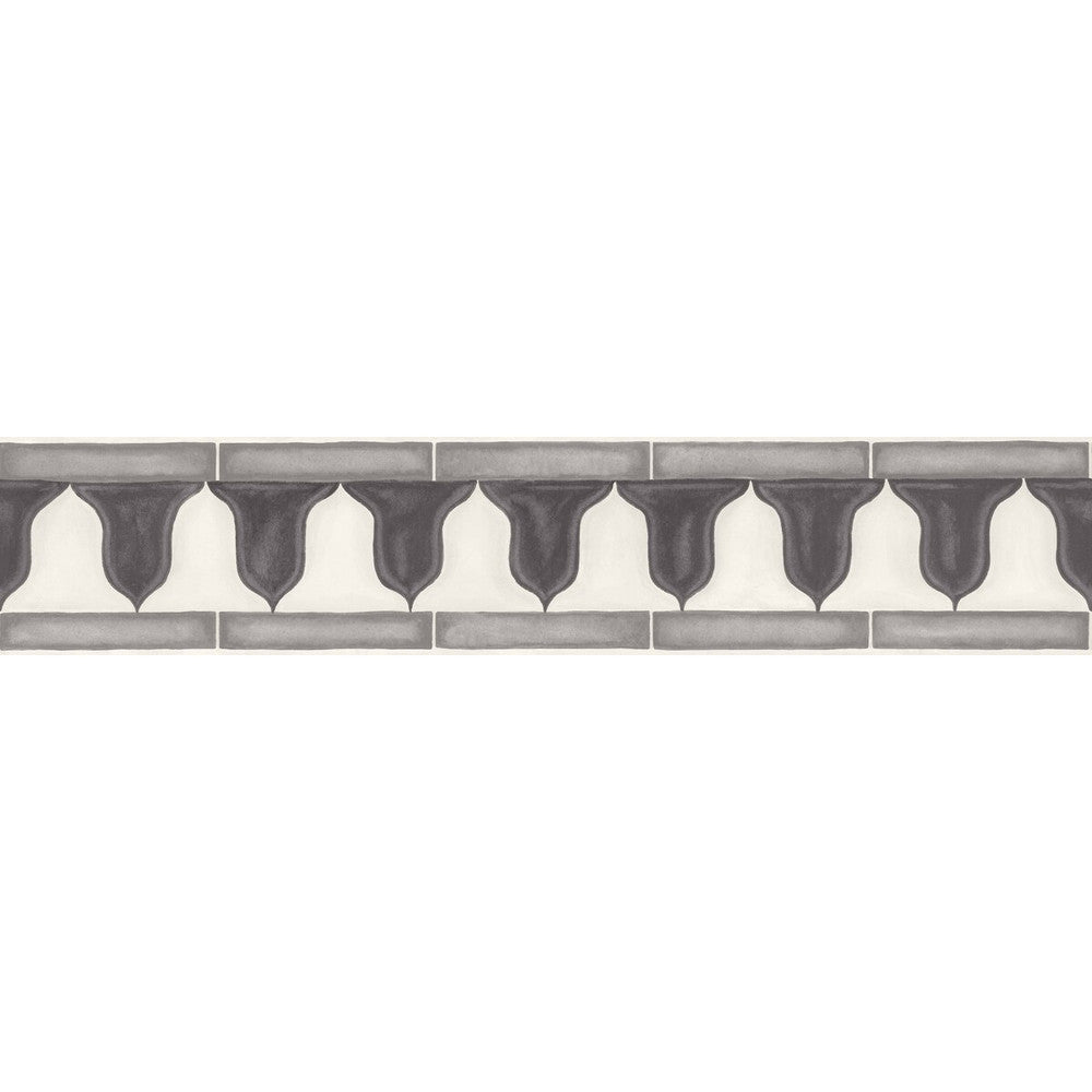 Zellige Border Soot & Snow by Cole & Son Designer Wallcovering COLE & SON MARTYN LAWRENCE BULLARD PAPER - 100% United Kingdom - Horizontal: 20.5 and Vertical: - 4.1 - Swanky Fabrics -
