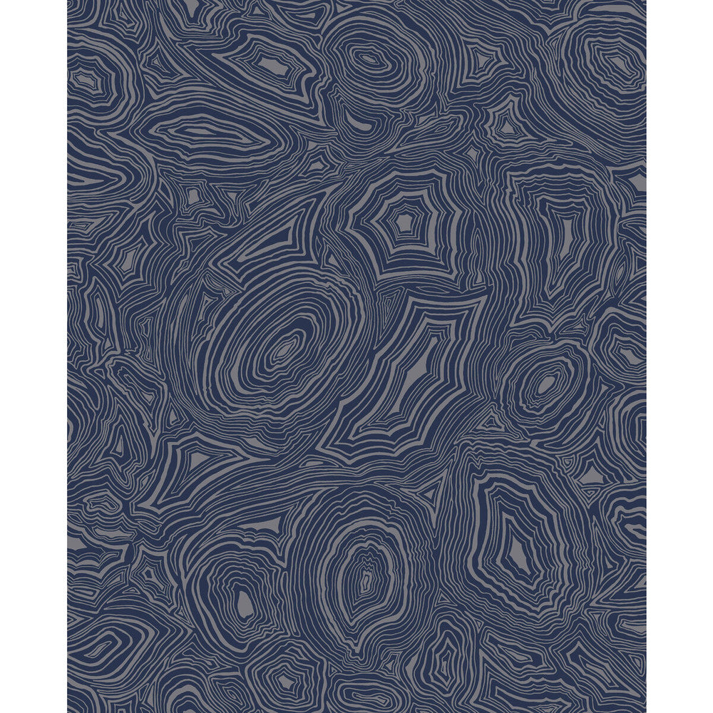 Malachite Midnight/Silver by Cole & Son Designer Wallcovering COLE & SON FORNASETTI SENZA TEMPO PAPER - 100% United Kingdom Horizontal: 20.5 and Vertical: 25.2 20.5 - Swanky Fabrics -