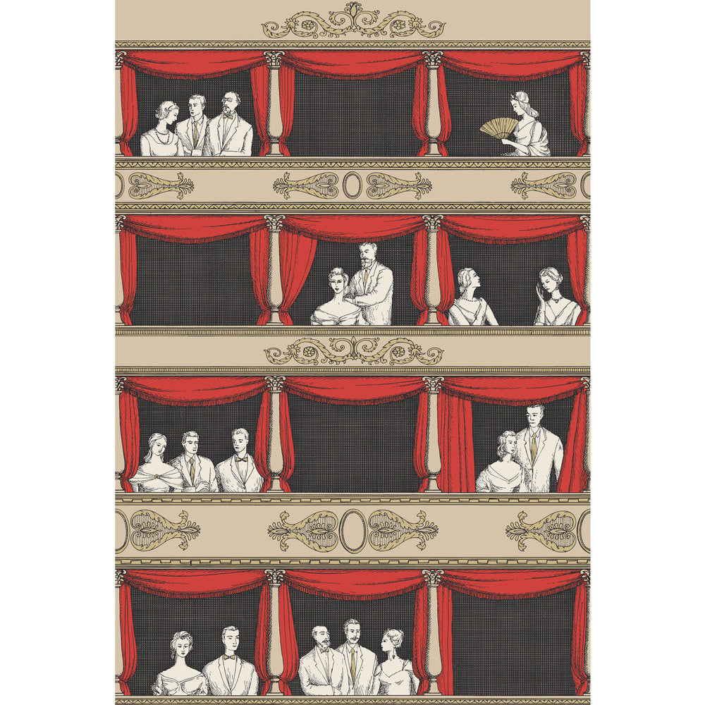 Teatro Linen/Rouge by Cole & Son Designer Wallcovering COLE & SON FORNASETTI SENZA TEMPO PAPER - 100% United Kingdom Horizontal: and Vertical: 40.1 27 - Swanky Fabrics -