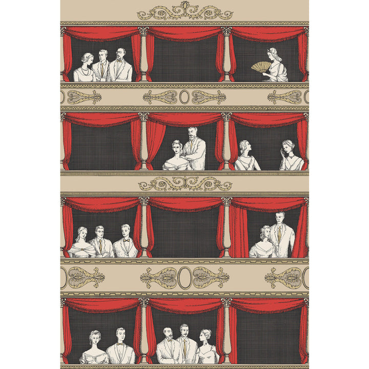 Teatro Linen/Rouge by Cole & Son Designer Wallcovering COLE & SON FORNASETTI SENZA TEMPO PAPER - 100% United Kingdom - Horizontal: - and Vertical: 40.1 27 - Swanky Fabrics -