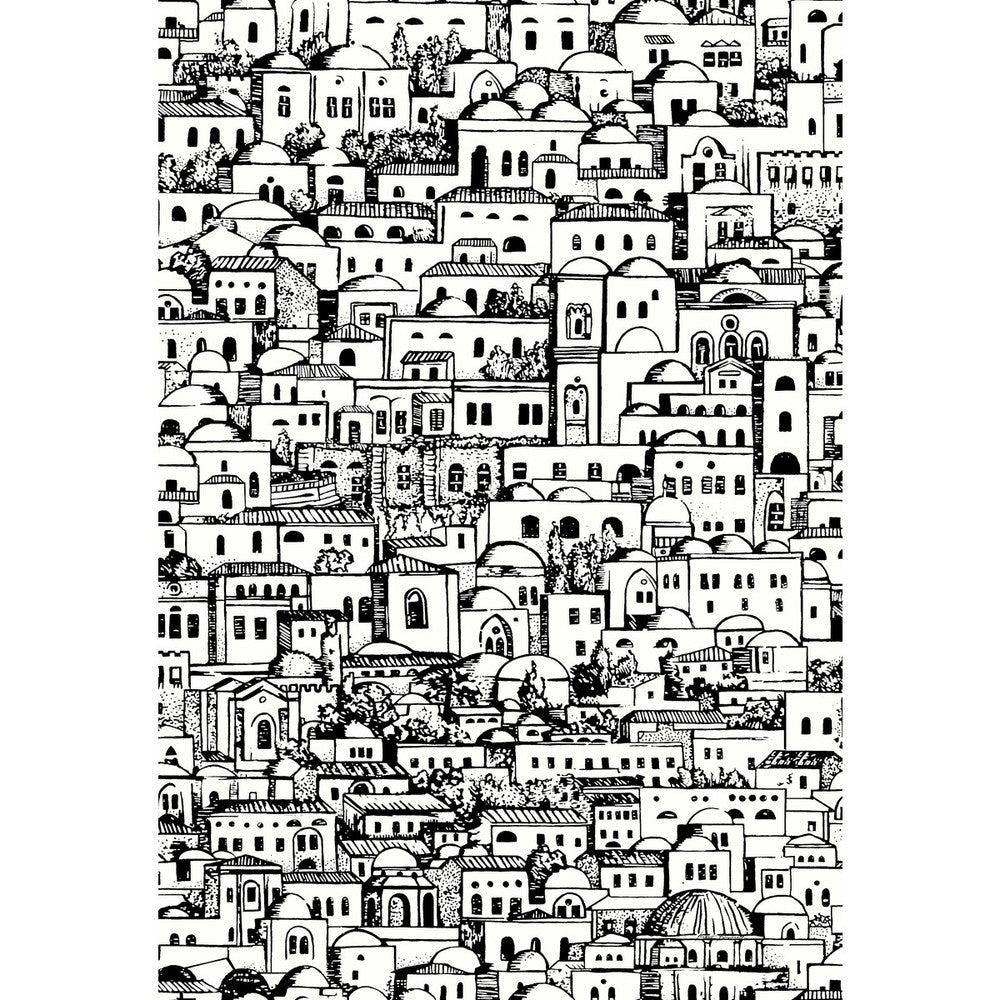 Mediterranea White/Black by Cole & Son Designer Wallcovering COLE & SON FORNASETTI SENZA TEMPO PAPER - 100% United Kingdom Horizontal: 20.5 and Vertical: 29.9 20.5 - Swanky Fabrics -