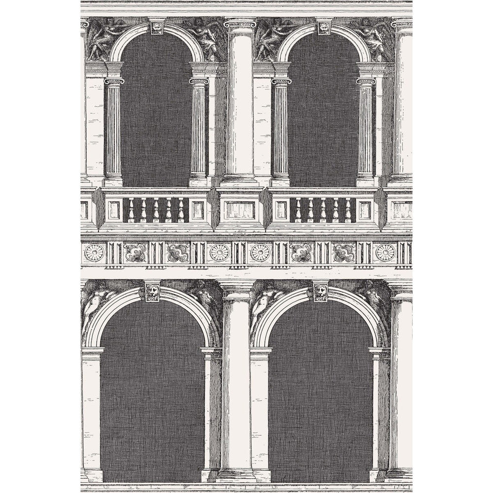 Procuratie Black/White by Cole & Son Designer Wallcovering COLE & SON FORNASETTI SENZA TEMPO PAPER - 100% United Kingdom Horizontal: 27 and Vertical: 40.1 27 - Swanky Fabrics -