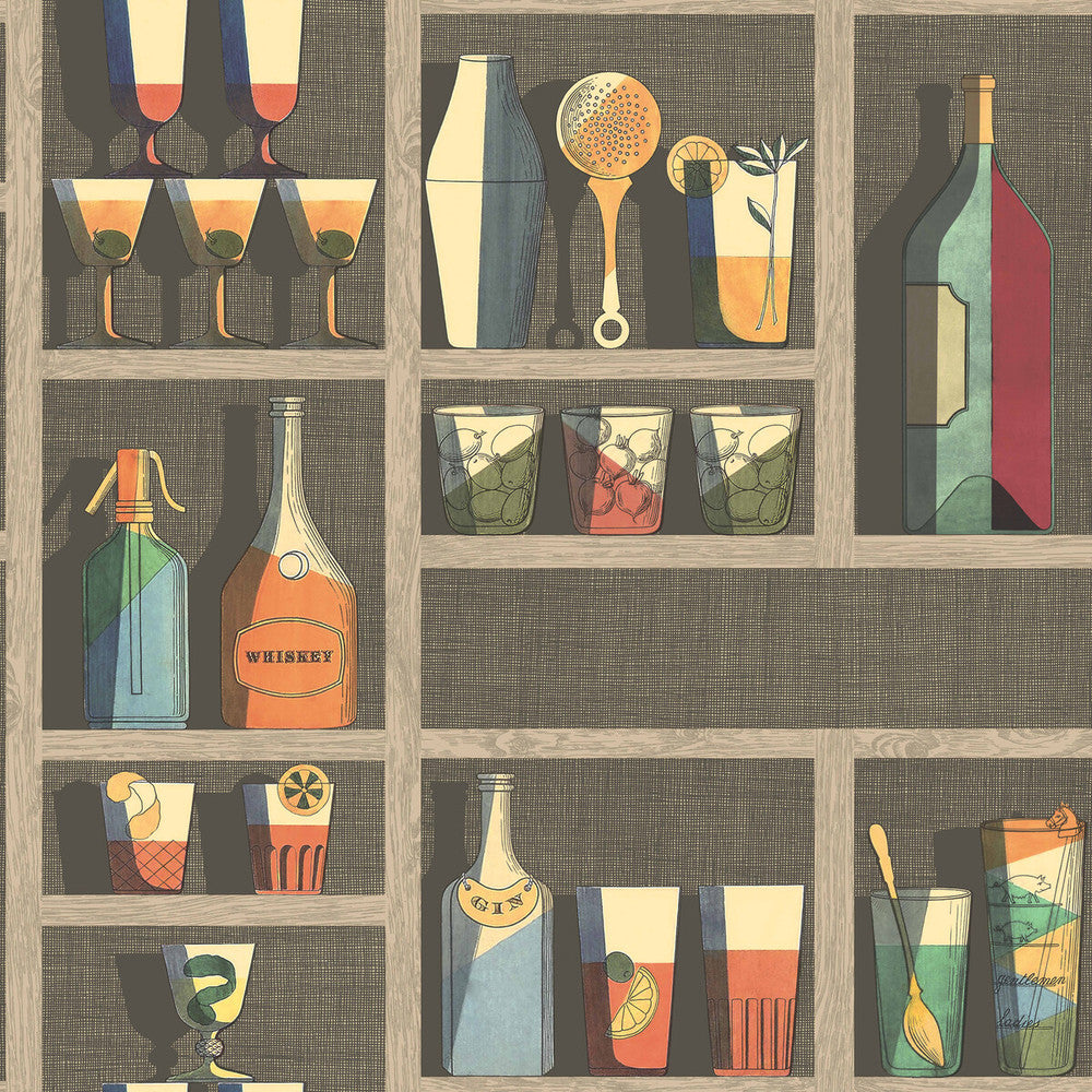 Cocktails Multi by Cole & Son Designer Wallcovering COLE & SON FORNASETTI SENZA TEMPO PAPER - 100% United Kingdom - Horizontal: 27 and Vertical: 27 27 - Swanky Fabrics -