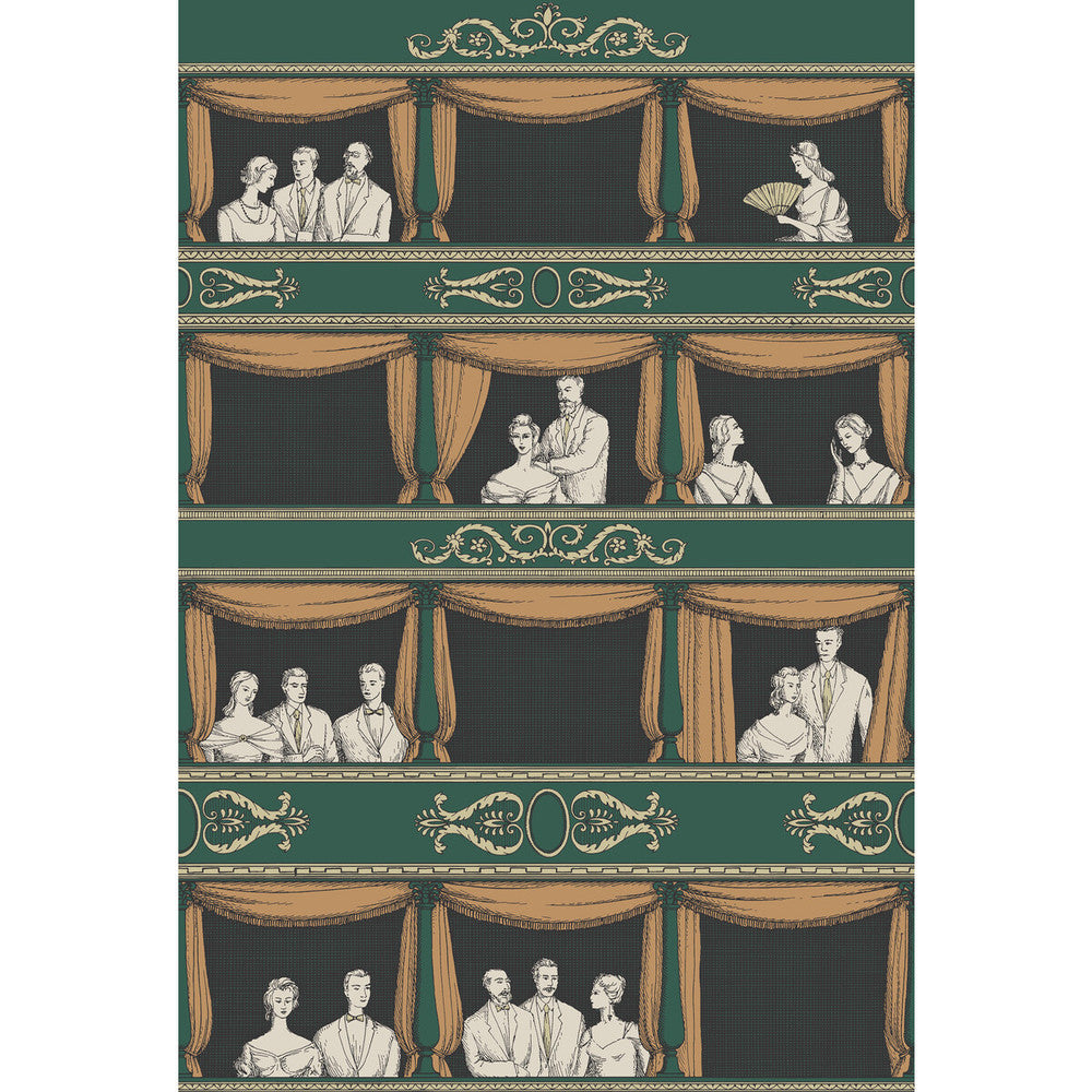 Teatro Racing Car Green by Cole & Son Designer Wallcovering COLE & SON FORNASETTI PAPER - 100% United Kingdom Horizontal: and Vertical: 40 27 - Swanky Fabrics -