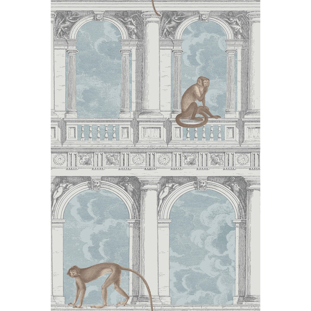 Procuratie Con Vista Stone & Powder Blue by Cole & Son Designer Wallcovering COLE & SON FORNASETTI PAPER - 100% United Kingdom Horizontal: and Vertical: 40 27 - Swanky Fabrics -