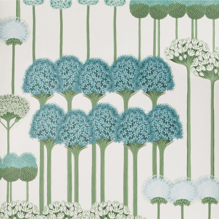 Allium Teal/Jade/White by Cole & Son Designer Wallcovering COLE & SON BOTANICAL BOTANICA PAPER - 100% United Kingdom - Horizontal: - and Vertical: 30 20.5 - Swanky Fabrics -