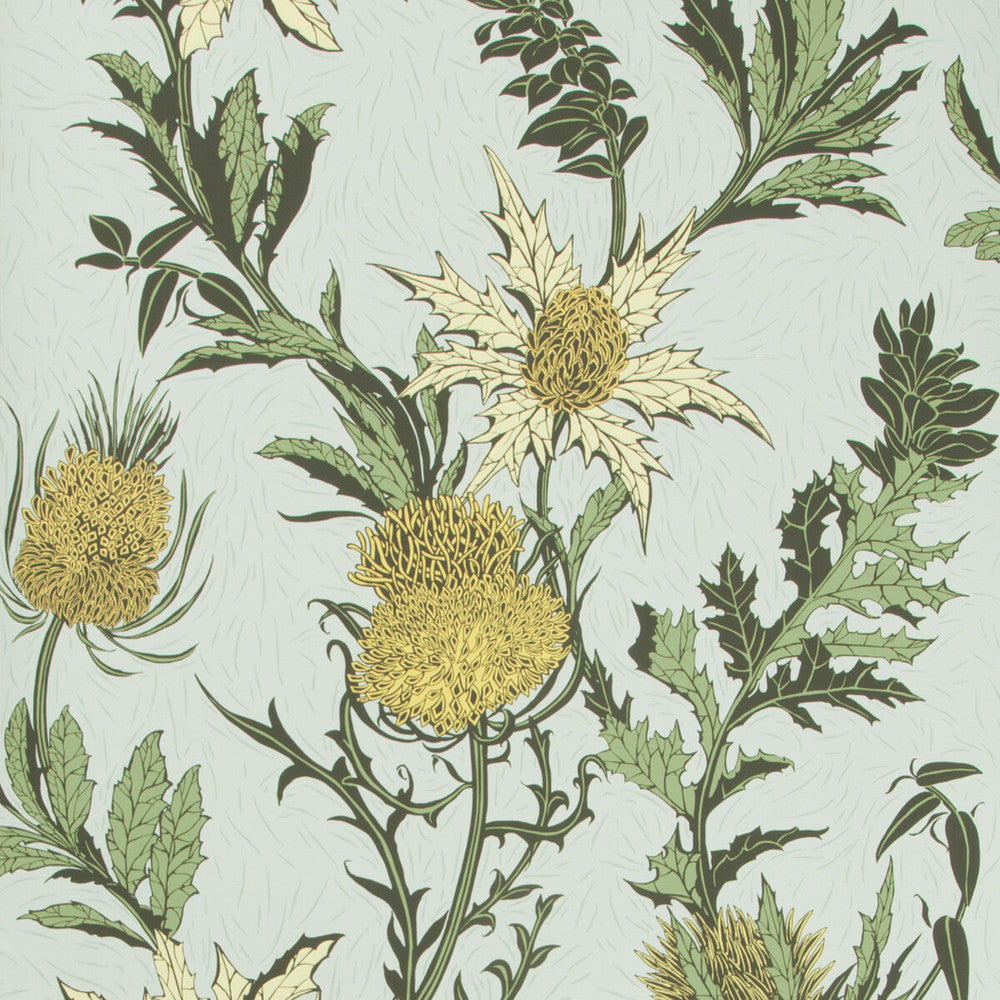 Thistle Lemon/Olive/D Egg by Cole & Son Designer Wallcovering COLE & SON BOTANICAL BOTANICA PAPER - 100% United Kingdom Horizontal: and Vertical: 25.2 20.5 - Swanky Fabrics -