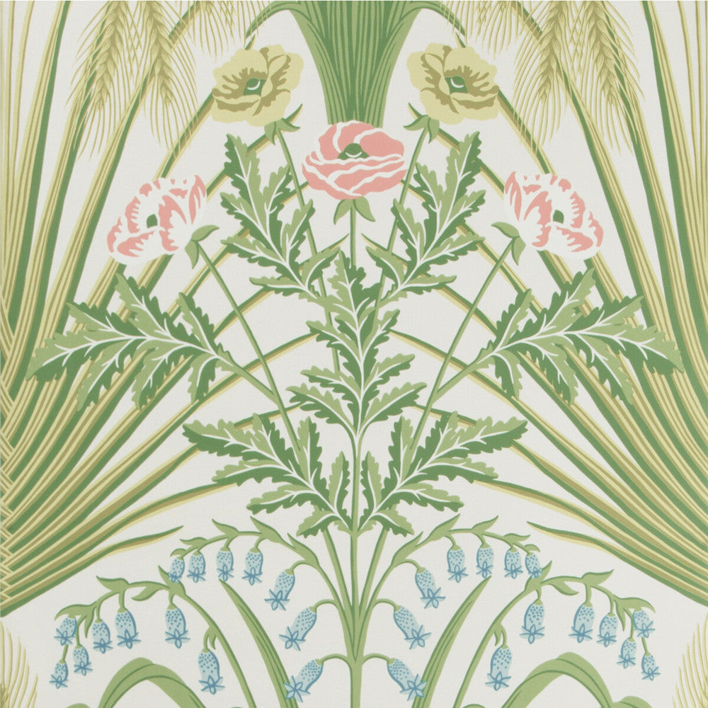 Bluebell Spring Green/Crm by Cole & Son Designer Wallcovering COLE & SON BOTANICAL BOTANICA PAPER - 100% United Kingdom - Horizontal: 20.5 and Vertical: 30 20.5 - Swanky Fabrics -